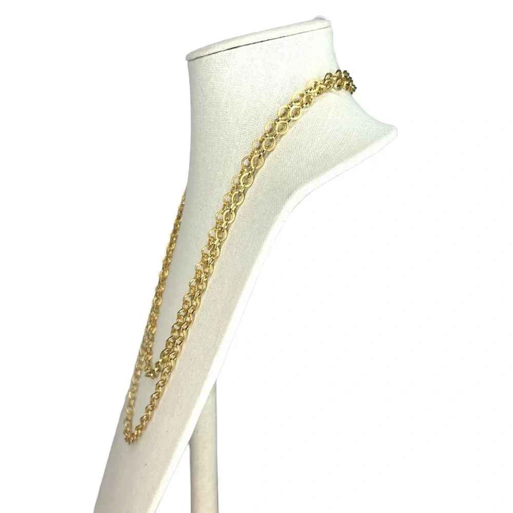 Vintage Textured Gold Link Chain Necklace